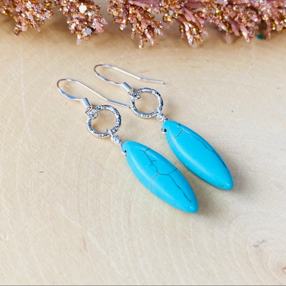 TURQUOISE Gemstone Silver Earrings boho Earrings - Picture 2 of 6